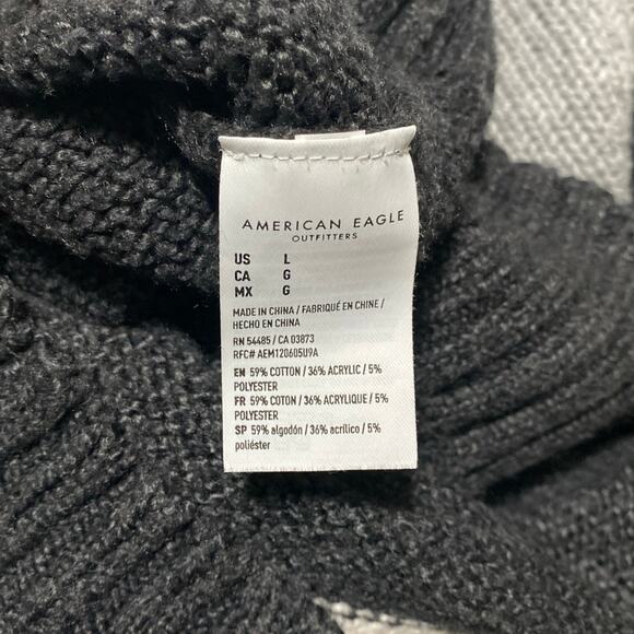 American Eagle Women's Pullover Striped Sweater Size Large Gray Black Oversize - Picture 7 of 8